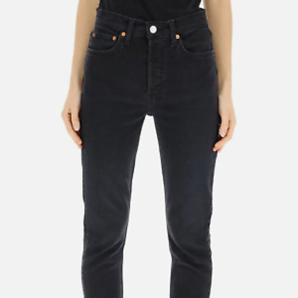 RE/DONE‎ Black High Rise Ankle Crop Skinny Jeans